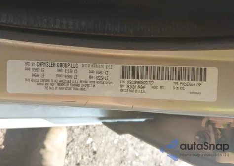 2013 Chrysler 200 Lx из США, поврежденный, VIN 1C3CCBAB8DN761727